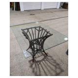 Rattan/Bamboo Style Glass Top Coffee Table Square Base