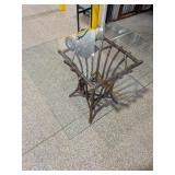 Rattan/Bamboo Style Glass Top Coffee Table Square Base