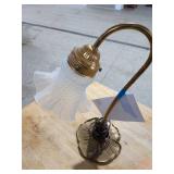 Vintage Art Nouveau Style Brass Lily Pad Base Desk Lamp