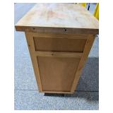 Rolling Wood Butcher Block Kitchen Cart Island w/ Drawer & Cabinet