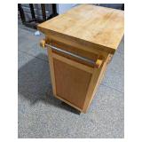 Rolling Wood Butcher Block Kitchen Cart Island w/ Drawer & Cabinet