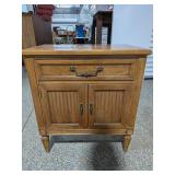 Mid-Century Modern Nightstand End Table w/ Drawer and Cabinet Storage