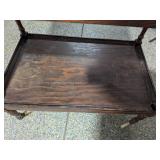 Antique Two-Tiered Tea Cart / Serving Trolley Dark Wood w/ Turned Legs
