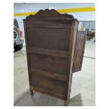 Antique Dark Wood Tall Bedroom Cabinet / Armoire Carved Doors