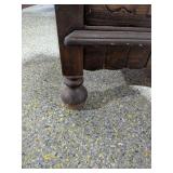 Antique Dark Wood Tall Bedroom Cabinet / Armoire Carved Doors