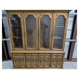 Large Country French Style China Hutch Buffet w/ Arched Glass Doors