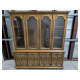 Large Country French Style China Hutch Buffet w/ Arched Glass Doors