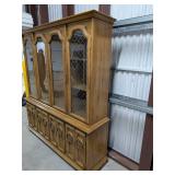 Large Country French Style China Hutch Buffet w/ Arched Glass Doors