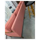 Vintage French Provincial Sofa Couch Pink Coral Upholstery Carved Wood