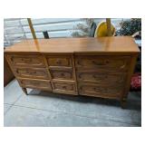 Traditional Wide Dresser Bureau w/ 9 Drawers Wood Tone Finish