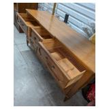 Traditional Wide Dresser Bureau w/ 9 Drawers Wood Tone Finish