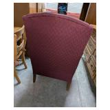 Traditional Wing Back Armchair Upholstered in Maroon/Burgundy Fabric