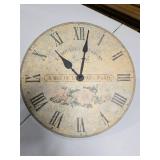 Rustic French Country Style Wall Clock Paris Floral Design 12" Diameter