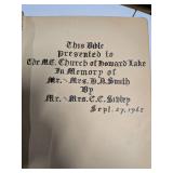 Antique Self-Pronouncing Holy Bible from Howard Lake Church 1942 Inscription