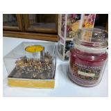 Lot of 3 Branded & Decorative Holiday Scented Candles (Yankee Candle, White Barn)