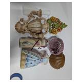 Mixed Lot of Decorative Items: Resin Urn Wall Sconce, Ceramic Vases, Figurine & Candle