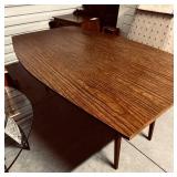 Mid-Century Modern Boat-Shaped Dining Table w/ Durable Laminate Top