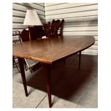 Mid-Century Modern Boat-Shaped Dining Table w/ Durable Laminate Top