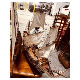 Pair of Large Decorative Model Ships: Mayflower & Gaff-Rigged Schooner