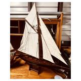 Pair of Large Decorative Model Ships: Mayflower & Gaff-Rigged Schooner