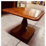 Vintage Square Wood Pedestal Side Table