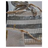 Trio of Vintage Bags: 2 Metal Mesh Purses & 1 Sequin Drawstring Backpack