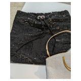 Trio of Vintage Bags: 2 Metal Mesh Purses & 1 Sequin Drawstring Backpack