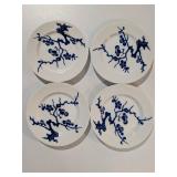 Set of 4 Fitz and Floyd "In Glaze Blue" Porcelain Plates (1976)