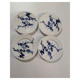 Set of 4 Fitz and Floyd "In Glaze Blue" Porcelain Plates (1976)