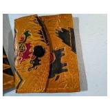 3-Piece Hand-Tooled Leather Set: Clutch/Wallet, Billfold & Coin Purse