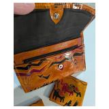 3-Piece Hand-Tooled Leather Set: Clutch/Wallet, Billfold & Coin Purse