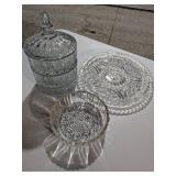 3-Piece Pressed Glass Set: Stacking Server, Platter & Bowl