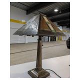 Mission-Style Stained Glass Look Table Lamp - Dual Pull Chain