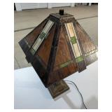 Mission-Style Stained Glass Look Table Lamp - Dual Pull Chain