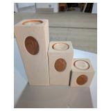 PartyLite 6-Piece Candle Set: 3 Sandstone-Texture Pedestals & 3 Votives