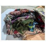 Large Multi-Piece Textile Lot: Fashion Scarves, Placemats & Table Linens