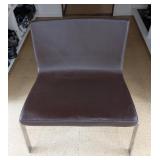 ML - Blu Dot Brown Leather Stella Lounge Chair with Chrome Legs