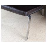 ML - Blu Dot Brown Leather Stella Lounge Chair with Chrome Legs