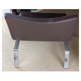 ML - Blu Dot Brown Leather Stella Lounge Chair with Chrome Legs