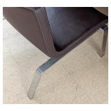 ML - Blu Dot Brown Leather Stella Lounge Chair with Chrome Legs