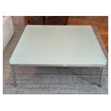 ML - Large 40" Frosted Glass Top Coffee Table with Metal Base