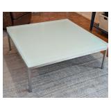 ML - Large 40" Frosted Glass Top Coffee Table with Metal Base