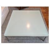 ML - Large 40" Frosted Glass Top Coffee Table with Metal Base