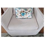 ML - Lee Industries Slipcovered Armchair with Striped Fabric and Decorative Pillow
