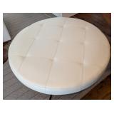 ML - John Richard Large White Leather Ottoman with Gold Metal Base