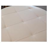 ML - John Richard Large White Leather Ottoman with Gold Metal Base