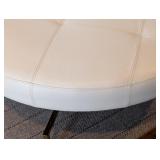 ML - John Richard Large White Leather Ottoman with Gold Metal Base