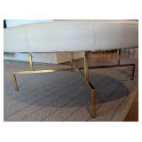 ML - John Richard Large White Leather Ottoman with Gold Metal Base