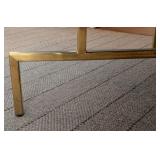 ML - John Richard Large White Leather Ottoman with Gold Metal Base