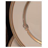 LL - Christofle Ruban Porcelain Dinnerware Set, 40 Pieces, Gold Trim